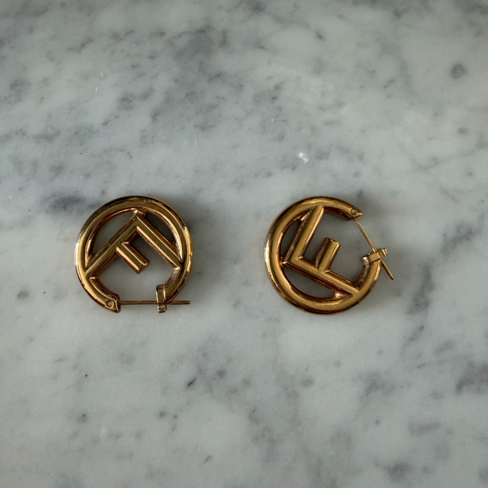 Fendi Gold-tone FF Hoop Earrings - Picture 3 of 6